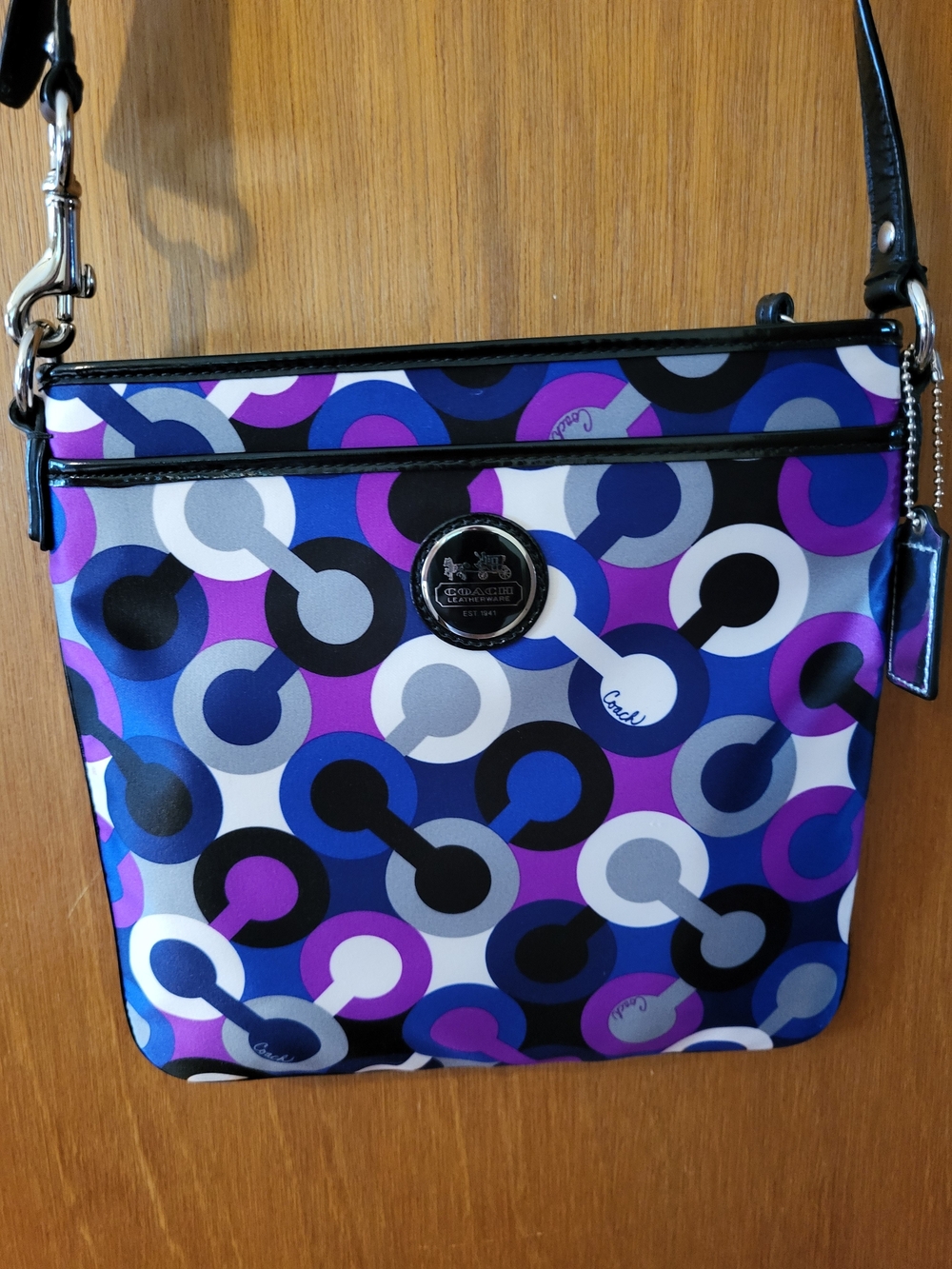 Coach Purple & Black Patterned Crossbody Bag - Picture 2 of 12